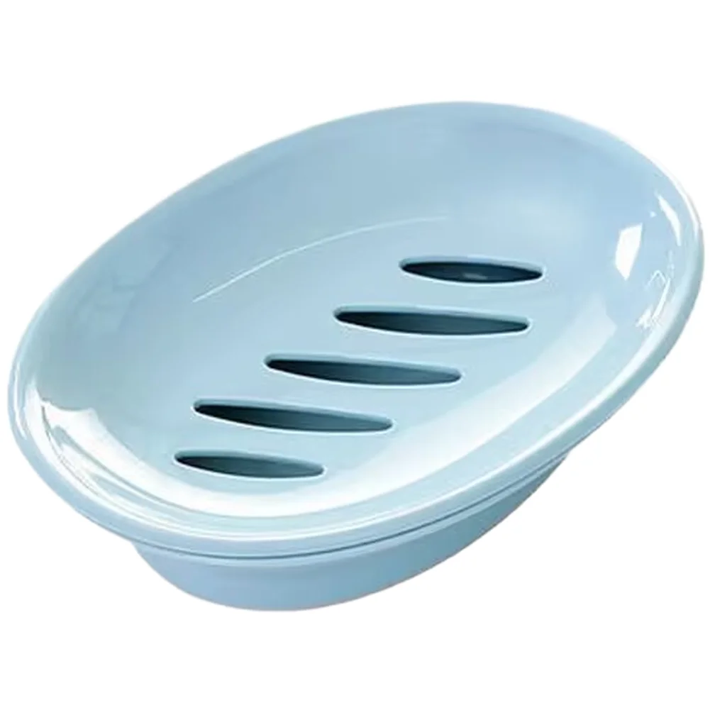 Nordic 2-Part Soap Holder Plastic with Drainage Functionality for Bathroom Counter Use Lightweight PP 15.5x11.5x3.5cm
