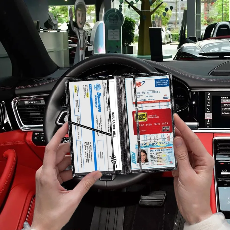 Porta carte di registrazione e assicurazione dell'auto, porta documenti per patente di veicolo, vano portaoggetti, organizer per interni, accessori per auto per W