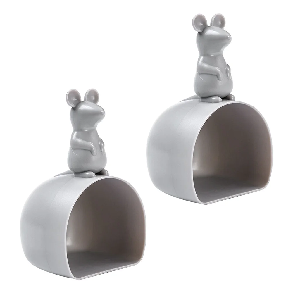 

2 Pcs Measuring Cups Rice Spoon Container Grey Plastic Grain Scoop Mold Proof Kitchen Supply Home Use Portable
