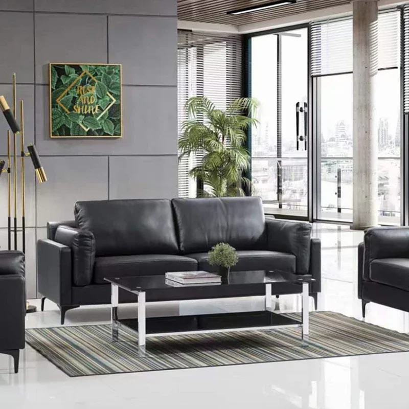 שילוב רב תכליתי שחור אור יוקרה מרקם משרד ספה בית ספר קבלה אדמיניסטרטיבי אזור ריהוט משרדי