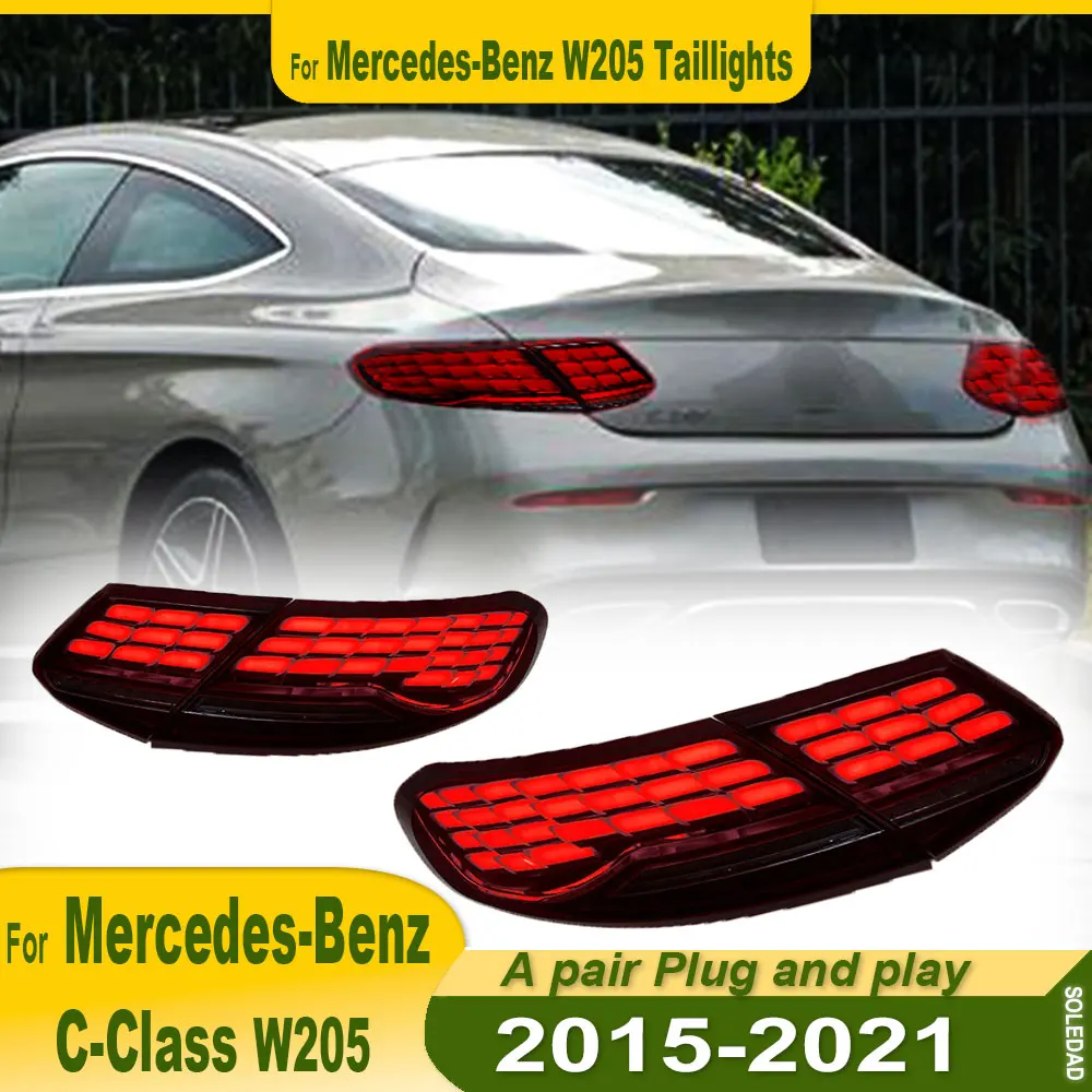 Car Tail Lights For Benz C-Class Coupe W205 2015 2016 2017 2018 2019 2020 LED Car Tail Lamps Daytime Running Lights Accessories