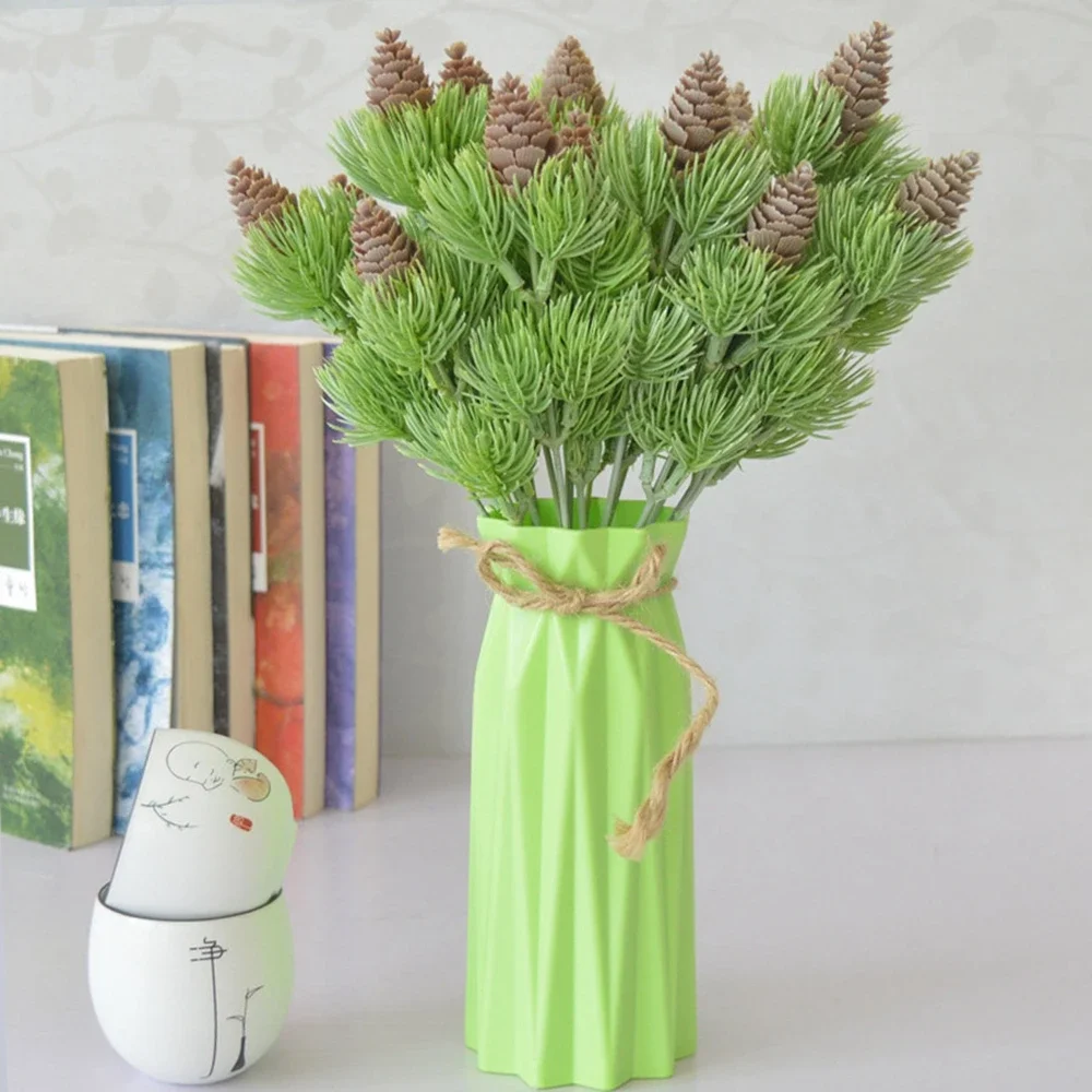 Artificial Plastic Pine 7 Branches Pine Nuts Cones Fake Plants Tree For Christmas Party Decoration Faux Grass Xmas Home Decor