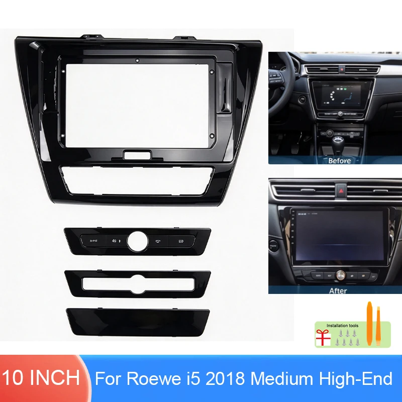 10.1 Inch Car Radio Fascia Frame For Roewe i5 2018 Medium High-End Original 10 Inch Screen UV Black Dashboard Trim Kit