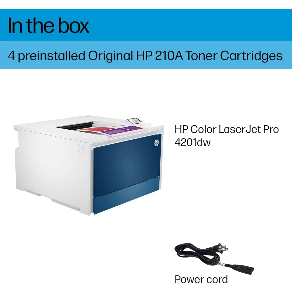 Color LaserJet Pro 4201dw Wireless Printer, Print, Fast speeds, Easy setup, Mobile printing, Advanced security