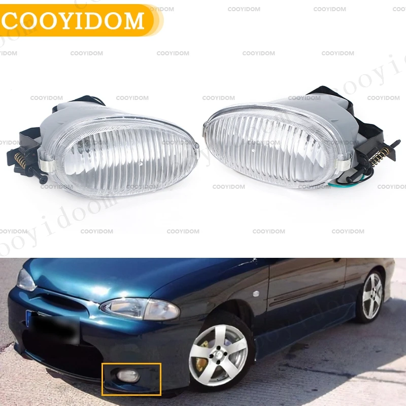 Pair Front Bumper Fog Light Lamp Clear Lens driving lamp Assembly with Bulb 92201-22300 92202-22300 for Hyundai Accent 1998-1999