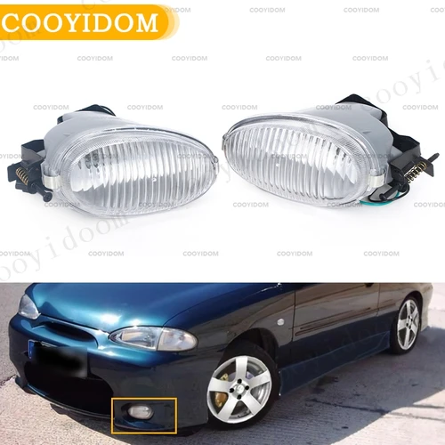 Par de luces antiniebla del parachoques delantero, conjunto de lámpara de conducción con lente transparente con bombilla 92201-22300 92202-22300 para Hyundai Accent 1998-1999