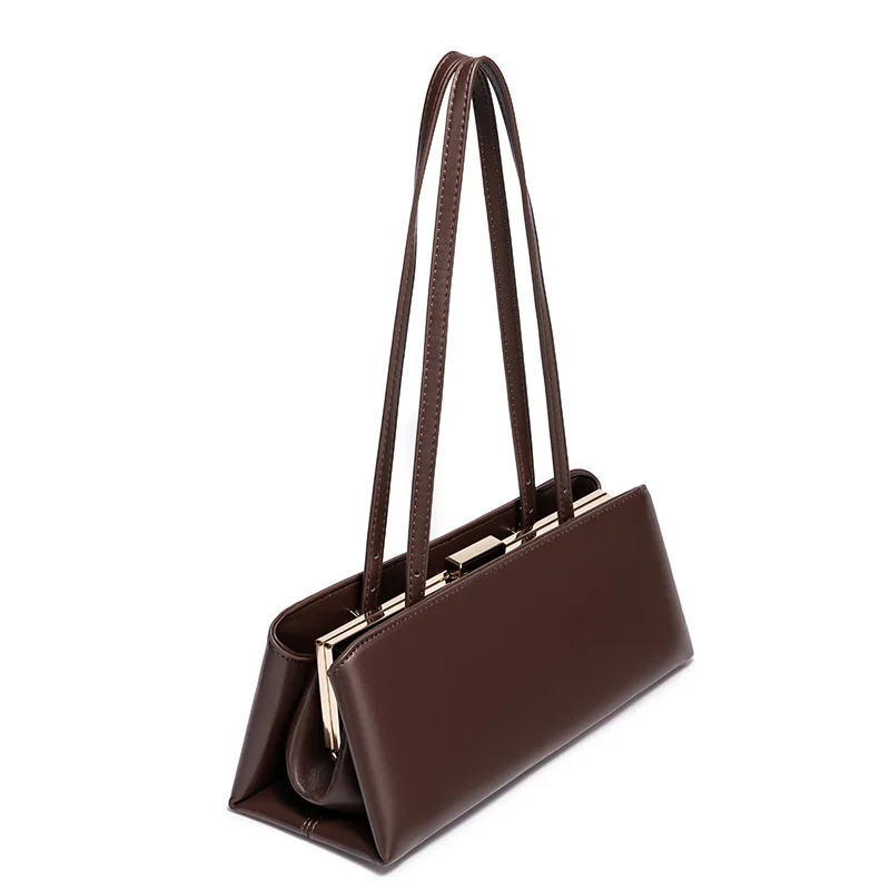 High-quality Metal Frame Clip Bag Women's Luxury Pu Handbags Multi-layer Magnetic Buckle Purse French New Elegant Underarm Bag