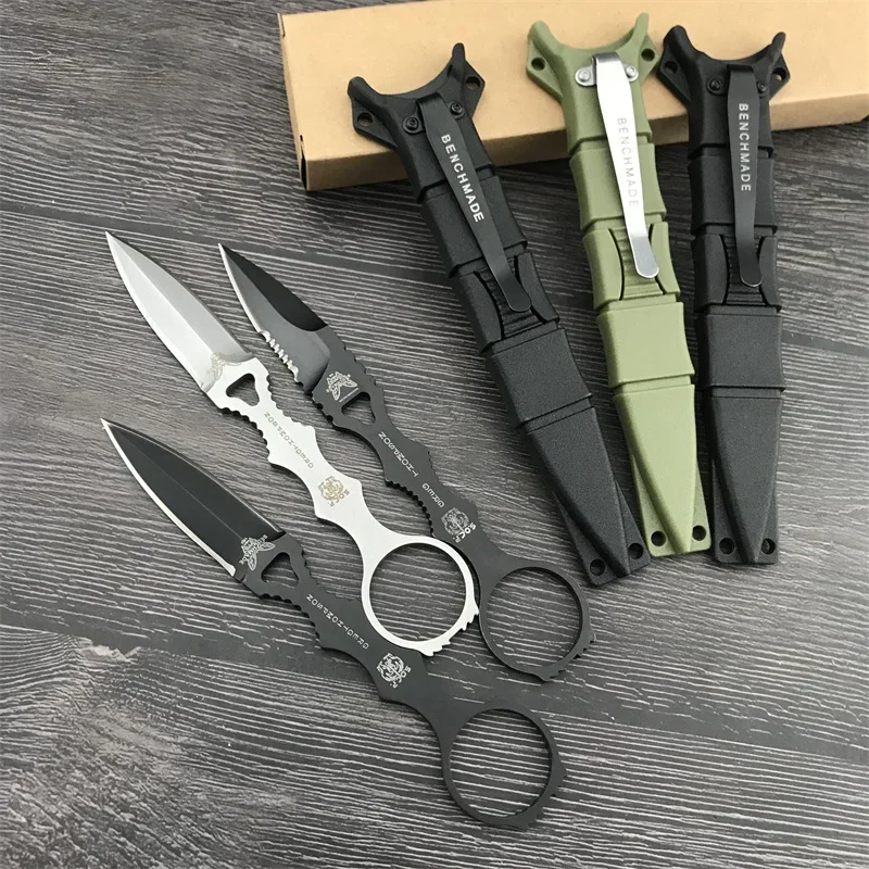 High Quality BM 176 SOCP Full Tang Mini Fixed Knife 440C Blade Ninja Kunai Throwing Multitool Survival Combat Knives and Sheath