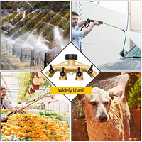 A72U 4 Way Brass Hose Splitter, 3/4Inch Brass Hose Faucet Manifold, Garden Hose Connector Tap Splitter, Solid Brass-Yellow