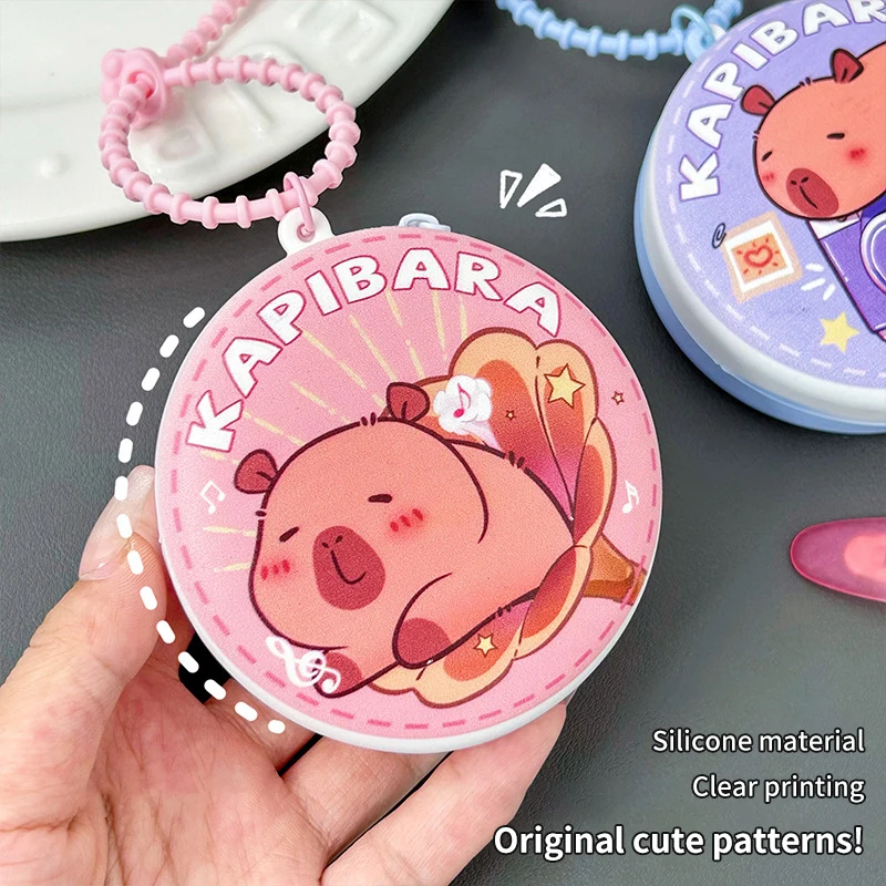 Capybara-Porte-monnaie rond en caoutchouc de silicone pour enfants, joli dessin animé, rangement de pièces de monnaie, pendentif suspendu, cadeaux pour enfants, sac à dos, accessoires de confrontation