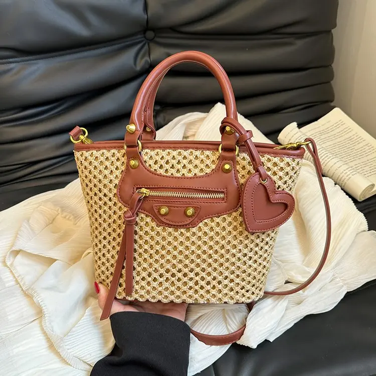 

‌RFID-Blocking Raffia Messenger 2025, Vegetable Basket Crossbody Bag Women, Waterproof Niche Bag for Coastal Yoga Beach Picnics