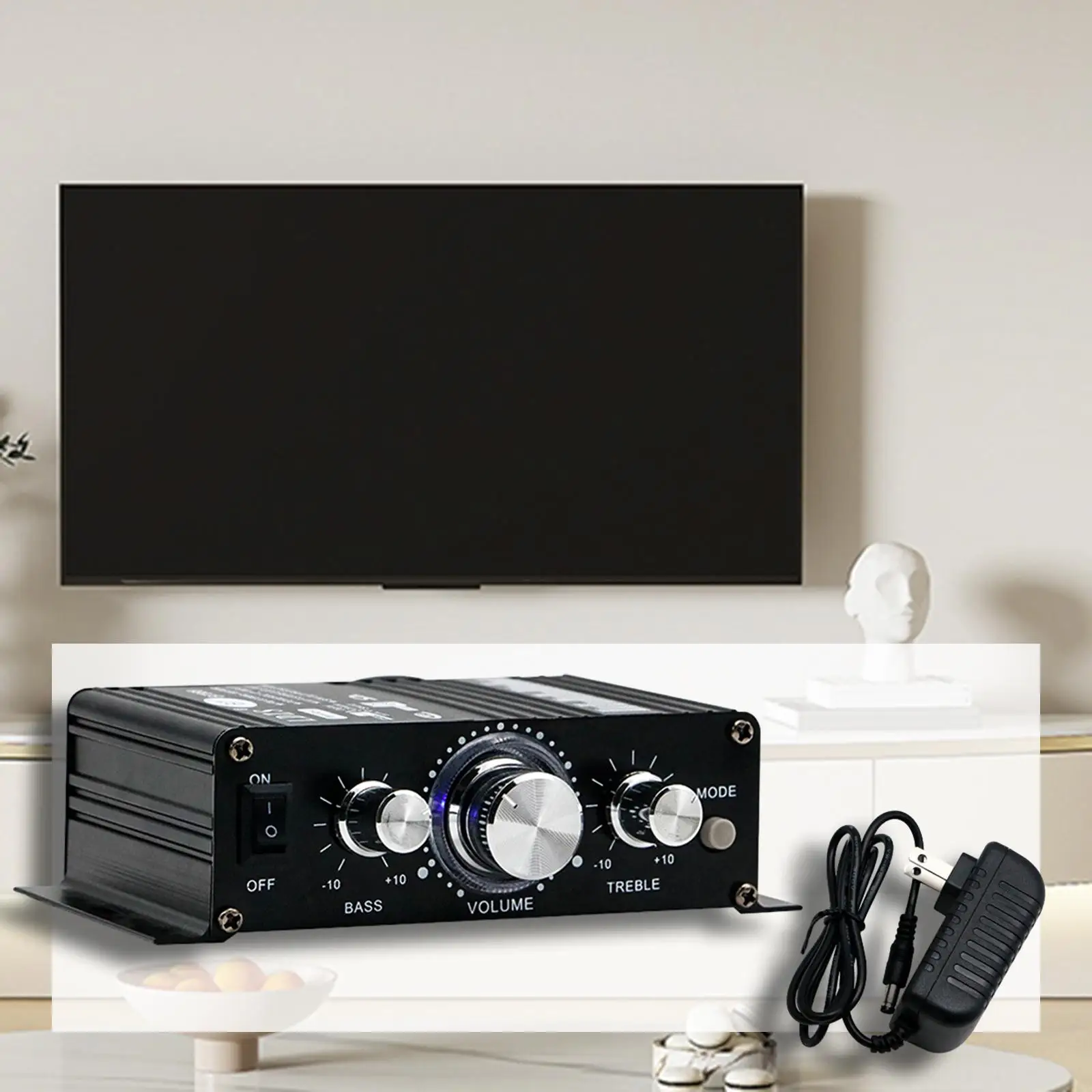 

Bluetooth Power Amplifier 30W x2 2.0 Channels Small with Bass and Treble Control HiFi Sound for Party Bar Car Home Theater