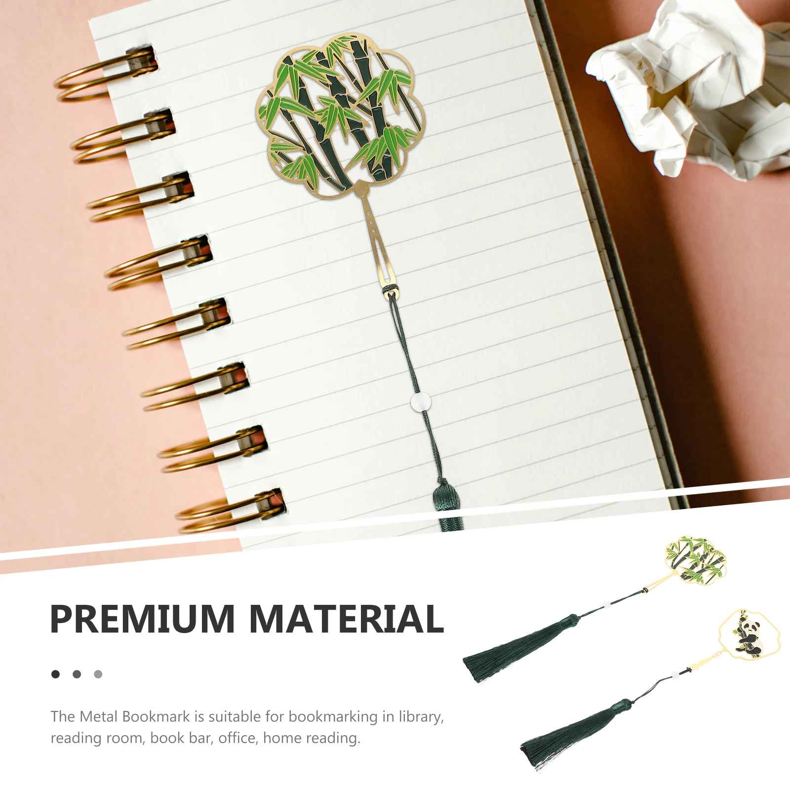 2 قطعة المرجعية المعدنية الباندا لطيف رائعة معلقة شرابة صفحة علامة لمكتب مكتبة المنزل استخدام الكرتون الباندا الإشارات المرجعية