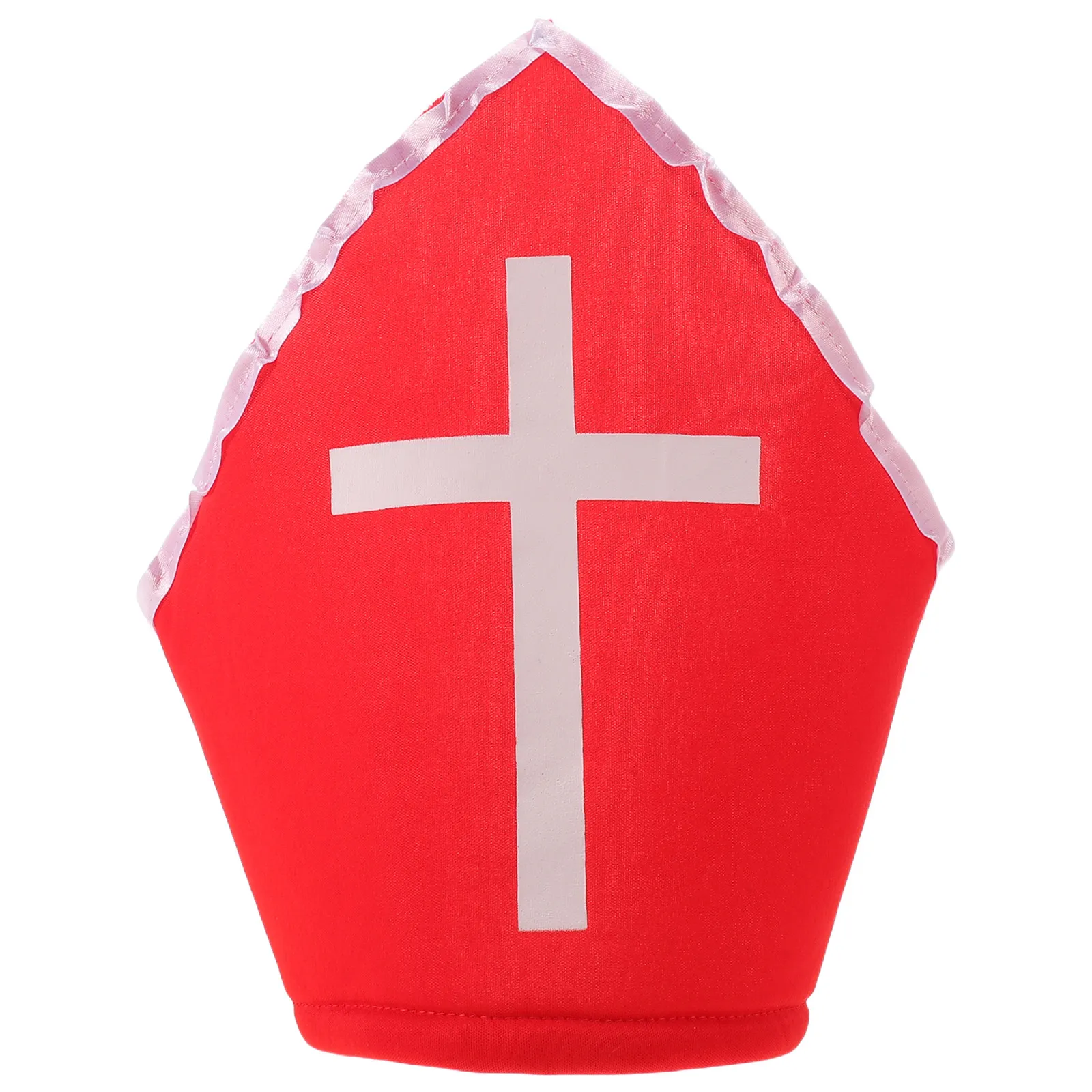Adult Priest Hat Catholic Clergy Cap Cross Pattern Church Pageant Performance Costume Accessory Dress-Up Party Hat