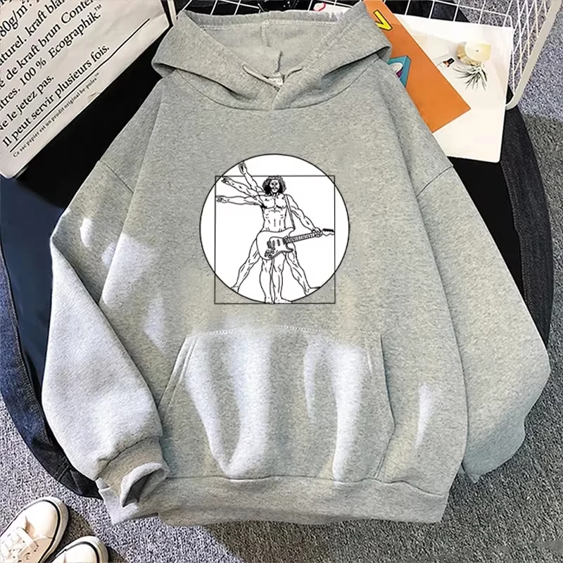 

Autumn and Winter Men's Hooded Sweatshirt Casual Retro Guitar Perfect Musician Print Fun Long-sleeved Sports Hooded Sweatshirt