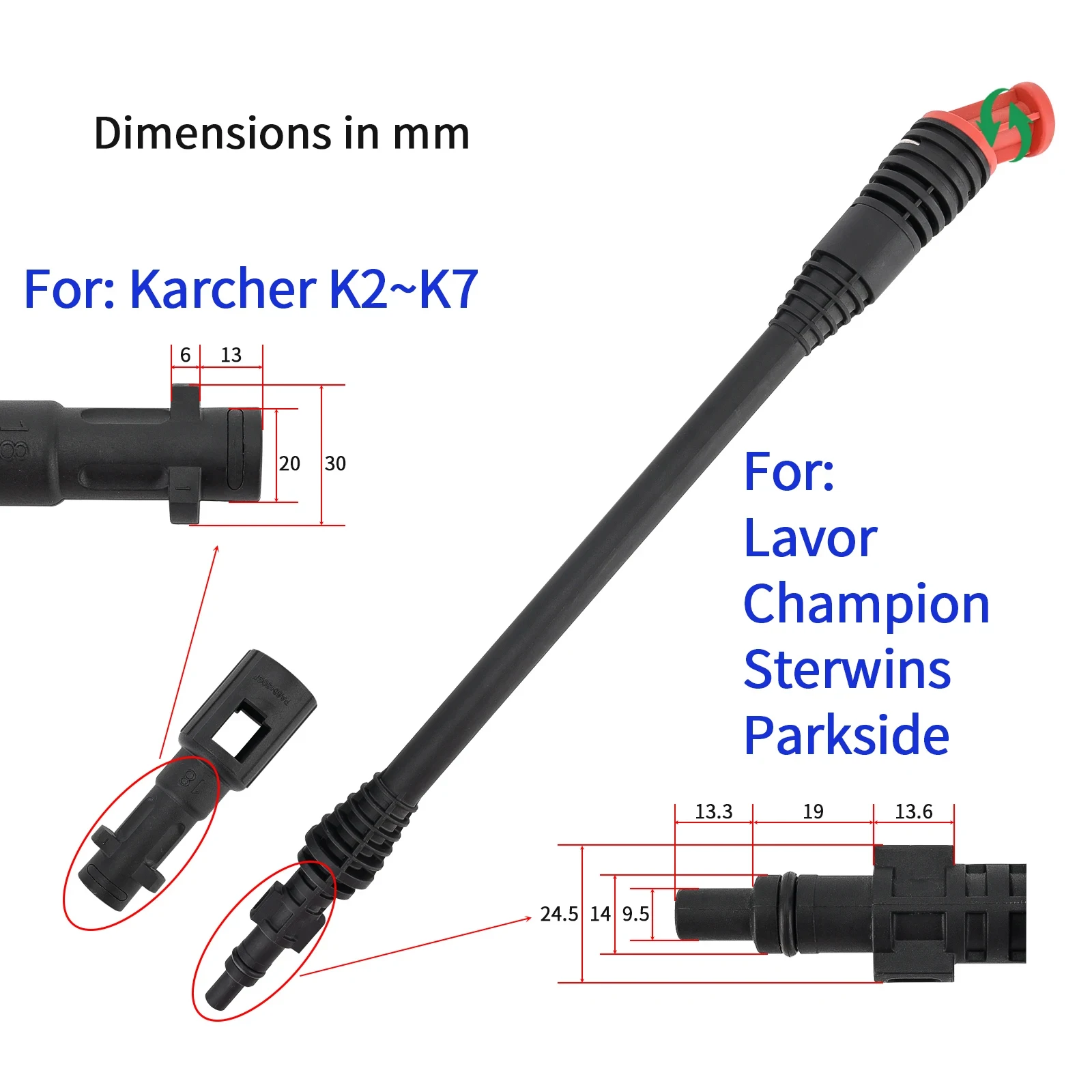 Car Washer Jet Lance Nozzle Tip Water Spray Gun Wand Rotate Turbo Lance for Karcher Champion Lavor Deko Sterwins Pressure Washer