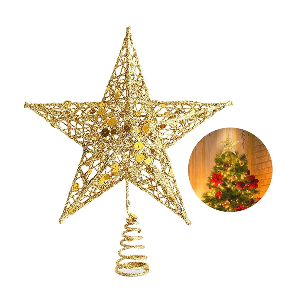 

15Cm Red Premium Iron Glittering Christmas Tree Topper Star Treetop Ornament for Office Store Home Christmas Decoration Supplies