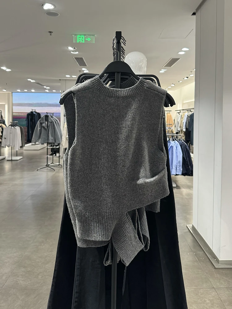 Autumn Winter Women's Open Design Mixed Knit Svel Sweater Low round Ne ort Sle  Color Commute Faion