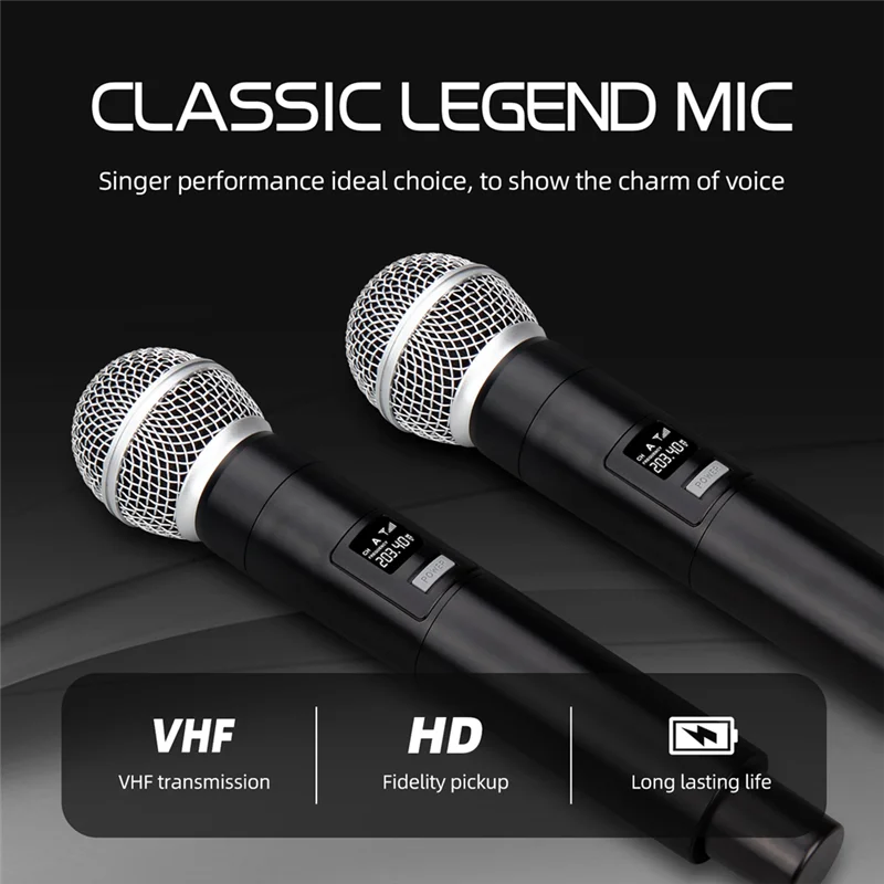 VM304 Audio 4-Channel Wireless Microphone System Handheld Mic 80M Range For Karaoke Speech Singing Portable Set US Plug Durable