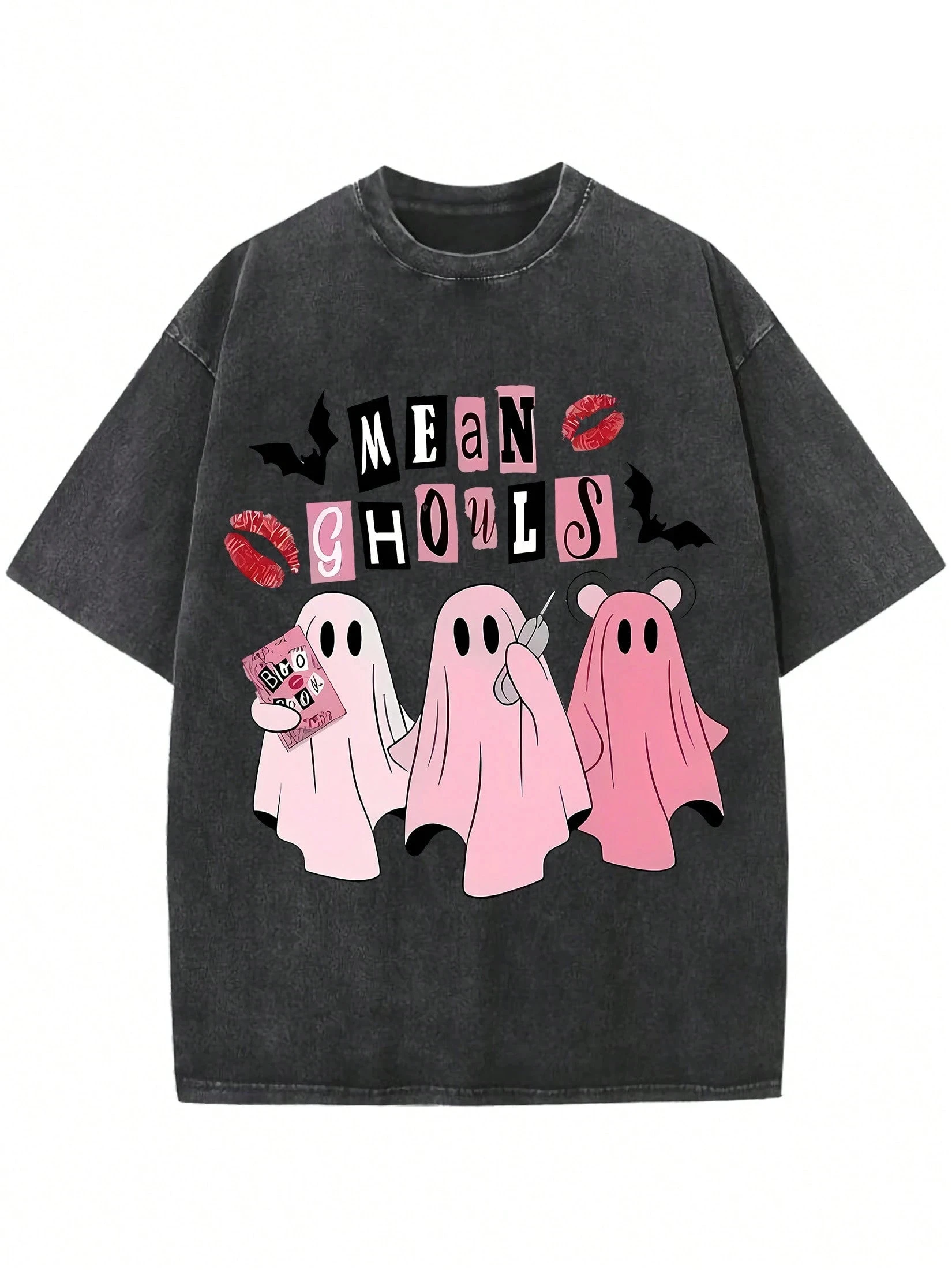

Футболка Mean Ghouls Ghost на Хэллоуин, винтажная хлопковая футболка с подкладкой, модная повседневная рубашка большого размера для пары, мужская одежда