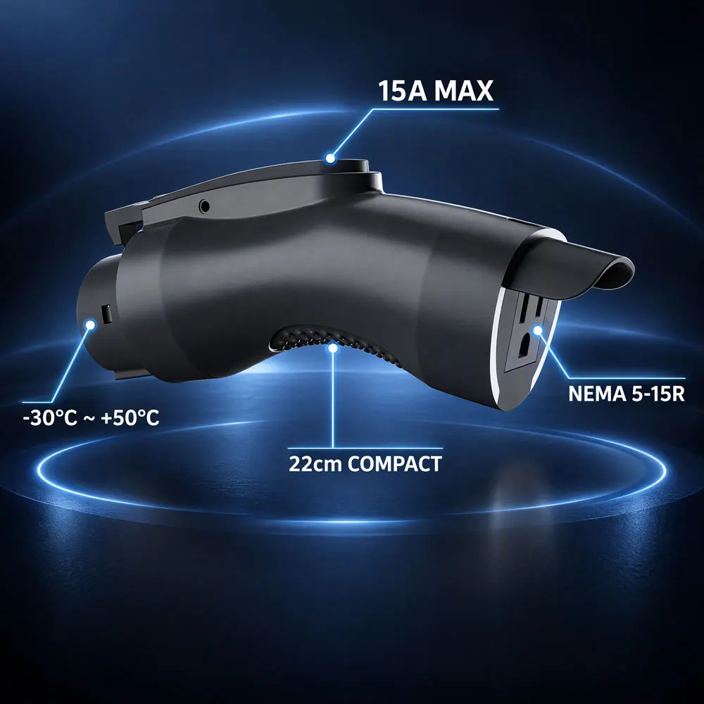 EVMBO J1772 V2L Discharger 15A EV Vehicle to Load Adapter Type1 to NEMA 5-15 US Plug For Hyundai KIA MG Outdoor Emergency Power