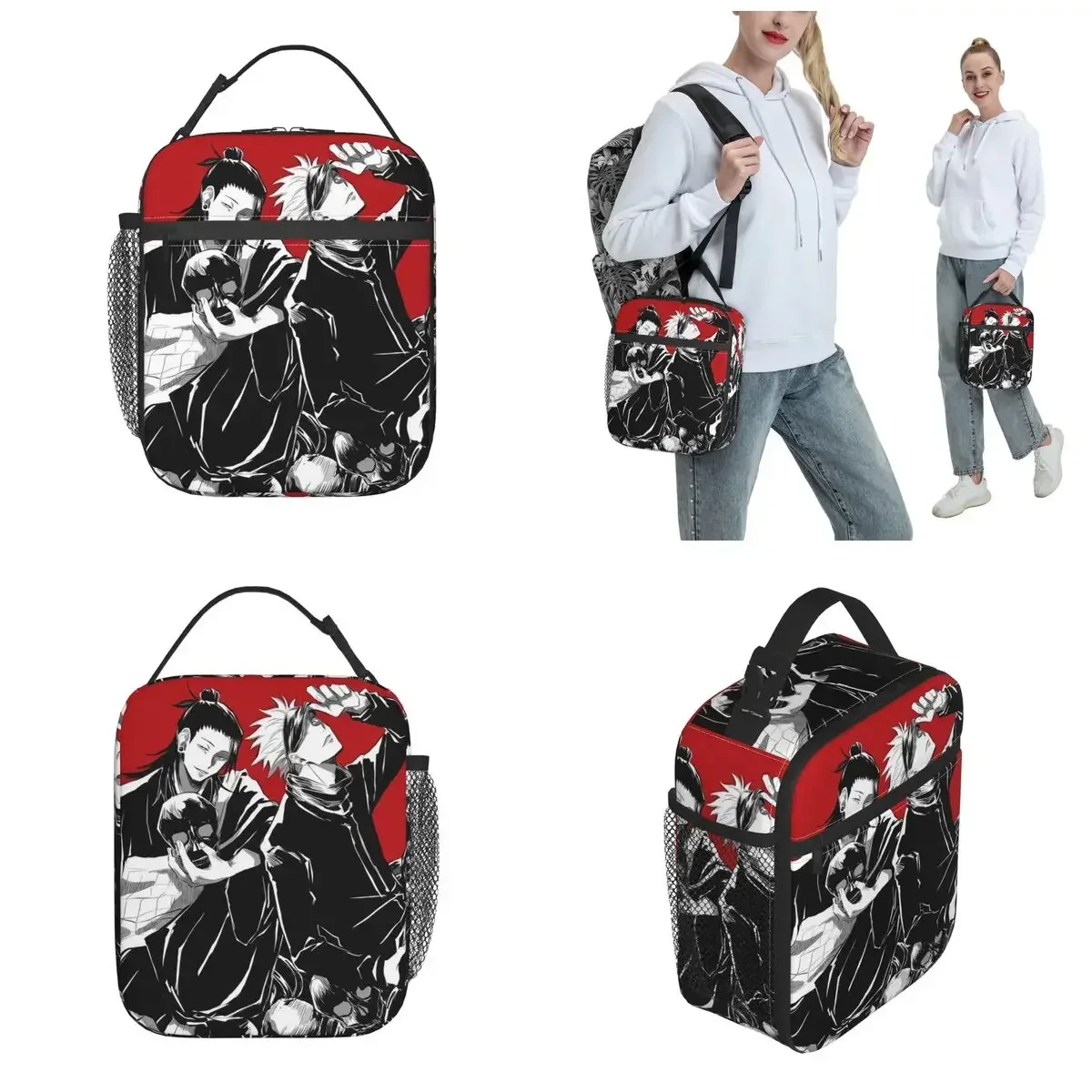 Jujutsu Kaisen Suguru Geto Satoru Gojo Insulated Lunch Bags Cooler Lunch Container Anime Large Lunch Box Tote Bento Pouch Beach