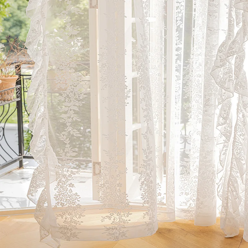 Colorful and Beautiful Lace Gauze Curtains Embroidered Window Curtains for Living Room Bedroom Bay Windows Balcony Customization