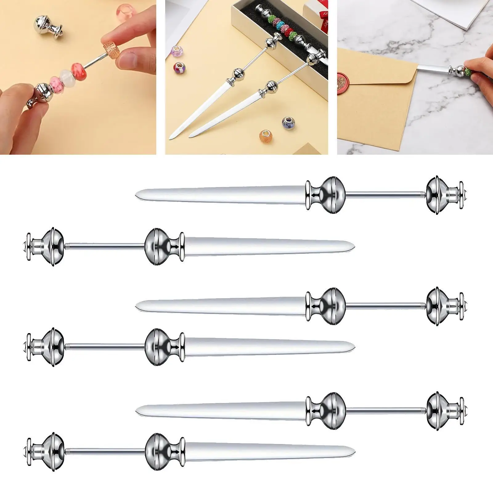 6x Letter Opener Rounded Handle Cut Paper Tool Letter Opening Tool Manual Smooth Portable for Home Office File Envelope Opener