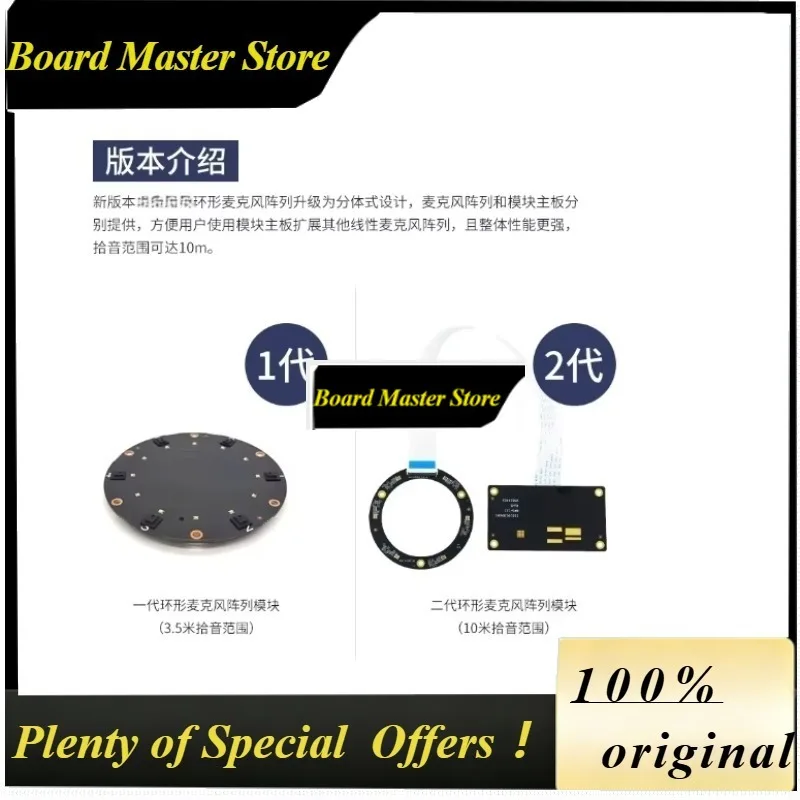 BoMaSSix Microphone Circular Array Speech Recognition Module Board, Six Microphone Sound Source Localization ROS