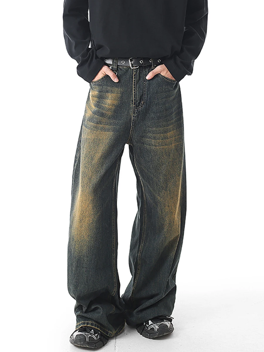 

Loose Straight Leg Gradient Wash Men's Jeans High Street Style Casual Wear Spring New Arrival Classic American Retro Style