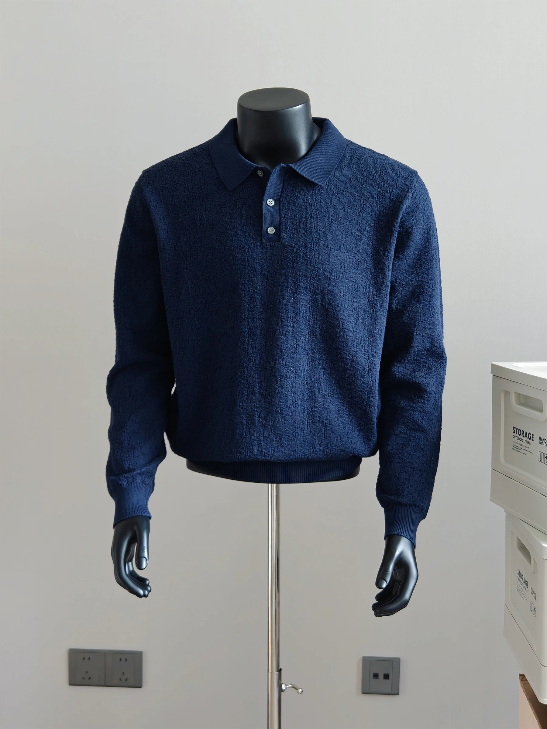 

Turquoise Texture Ne Knitwear for Men Autumn Winter Vintage Sle Outerwear Suitable for Casual Daily Wear