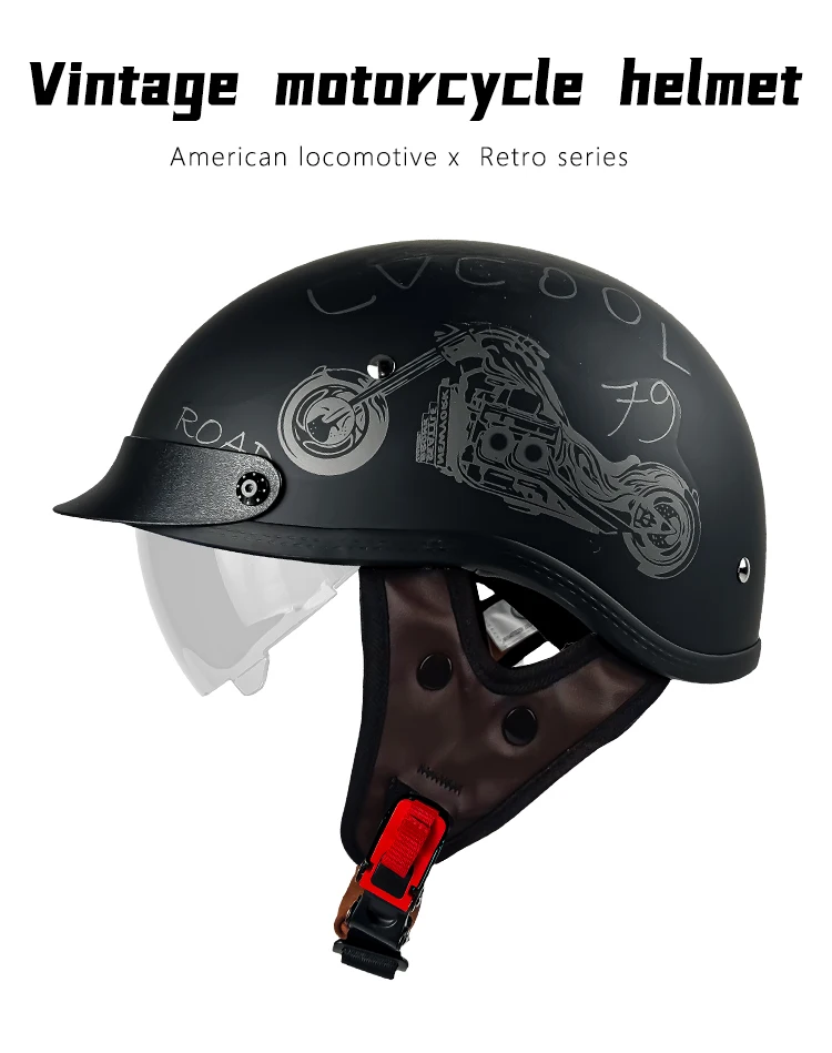 3C certified half helmet for men's motorcycle, vintage helmet for women's electric vehicle, American style motorcycle, prince su