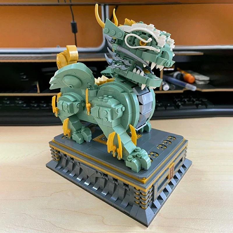 LOZ 1921 Animal World Kylin Unicorn Deer Monster Statue Storage Case Model Mini Blocks Bricks Building Toy For Children No Box