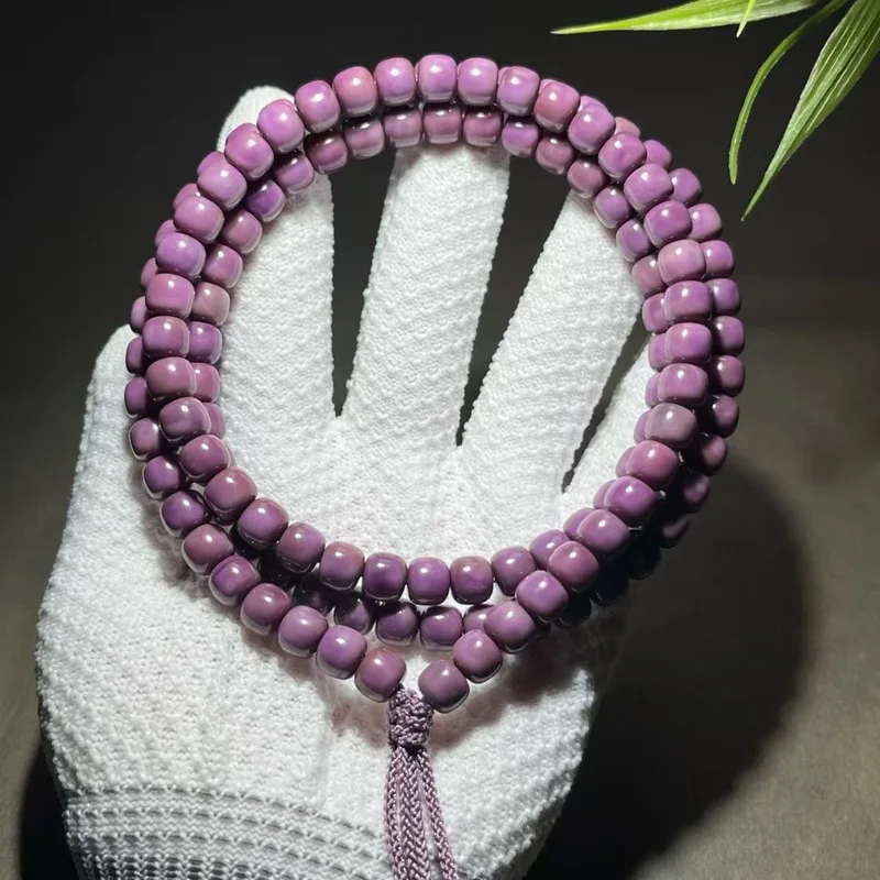 Lilac-Colored Ridge Bodhi Beads, Old-Style Bracelet