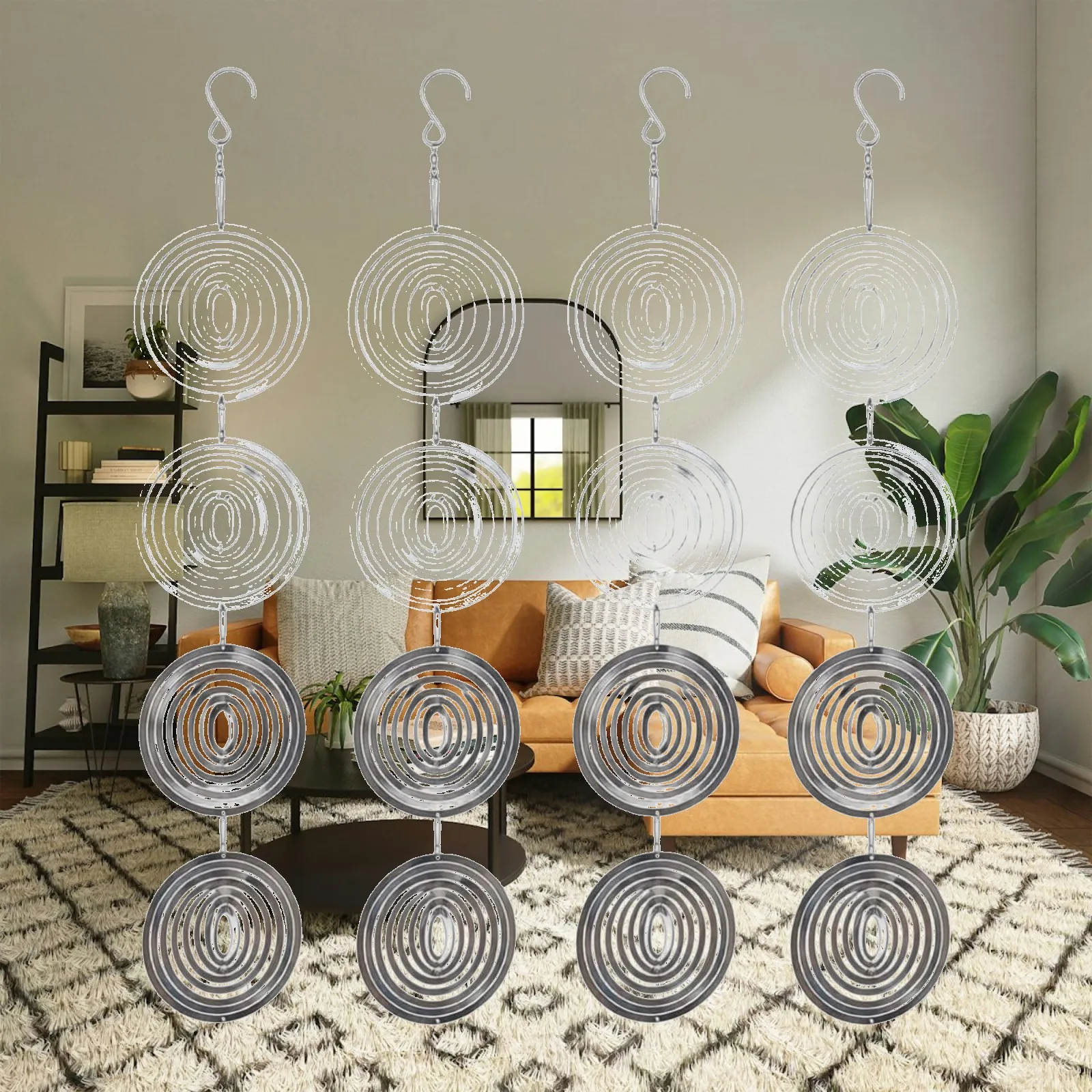 Outdoor Garden Bird Deterrent 3D Reflective Stainless Steel Wind Chime Rods for Pigeon Defense