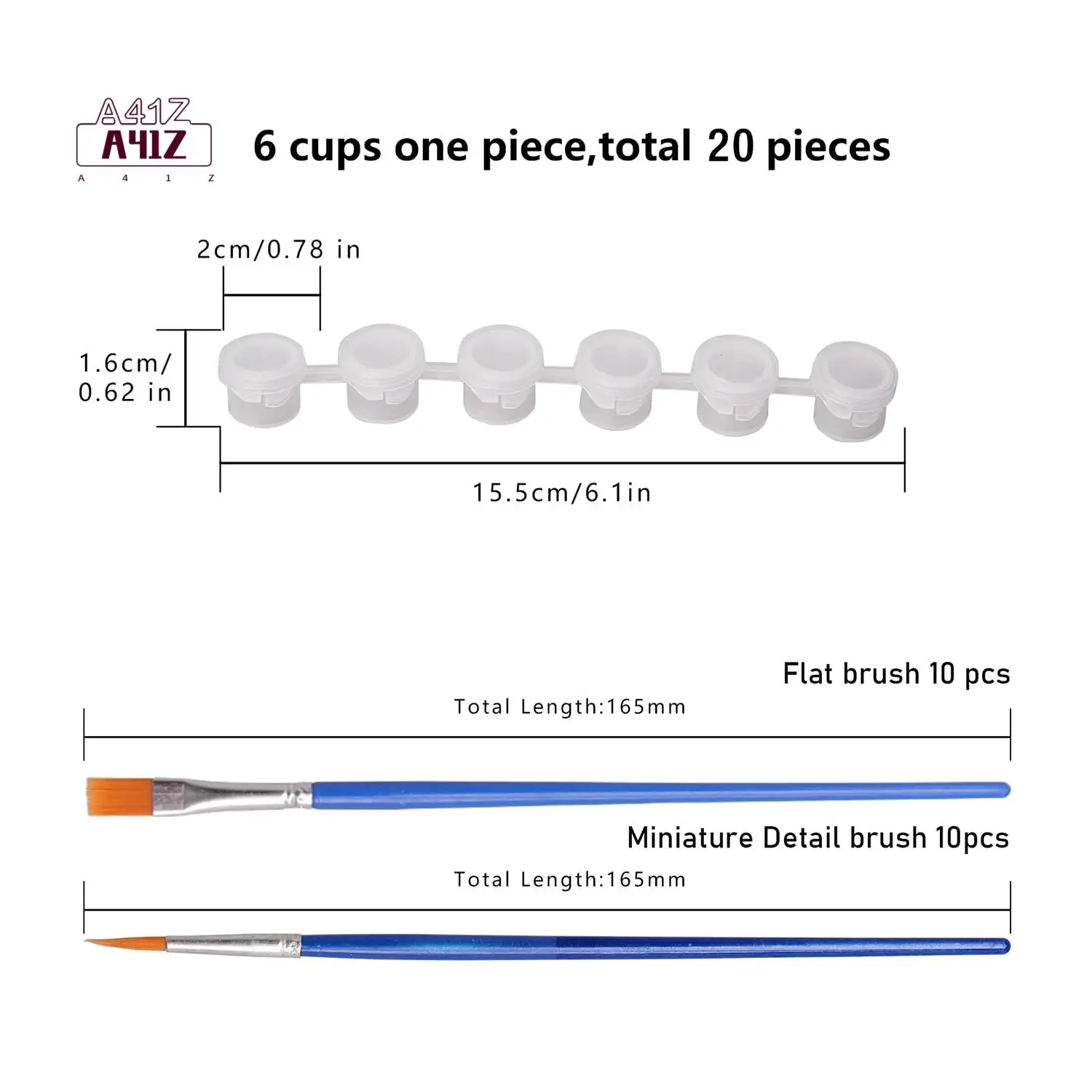 

A41Z-20 Strips 120 Pots Empty Paint Strips And 20 Pieces Paint Brushes,Paint Cup Clear Plastic Storage Containers,3Ml/0.17Oz