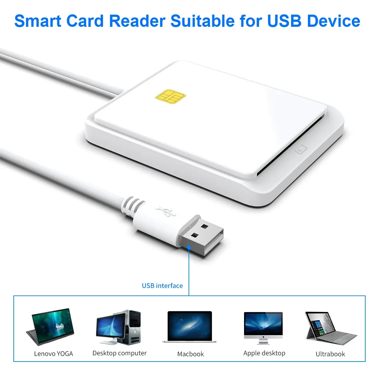 USB Smart Card Reader for Bank IC/ID EMV DNIE ATM CAC SIM Cloner Connector Windows 7 8 10 Linux OS