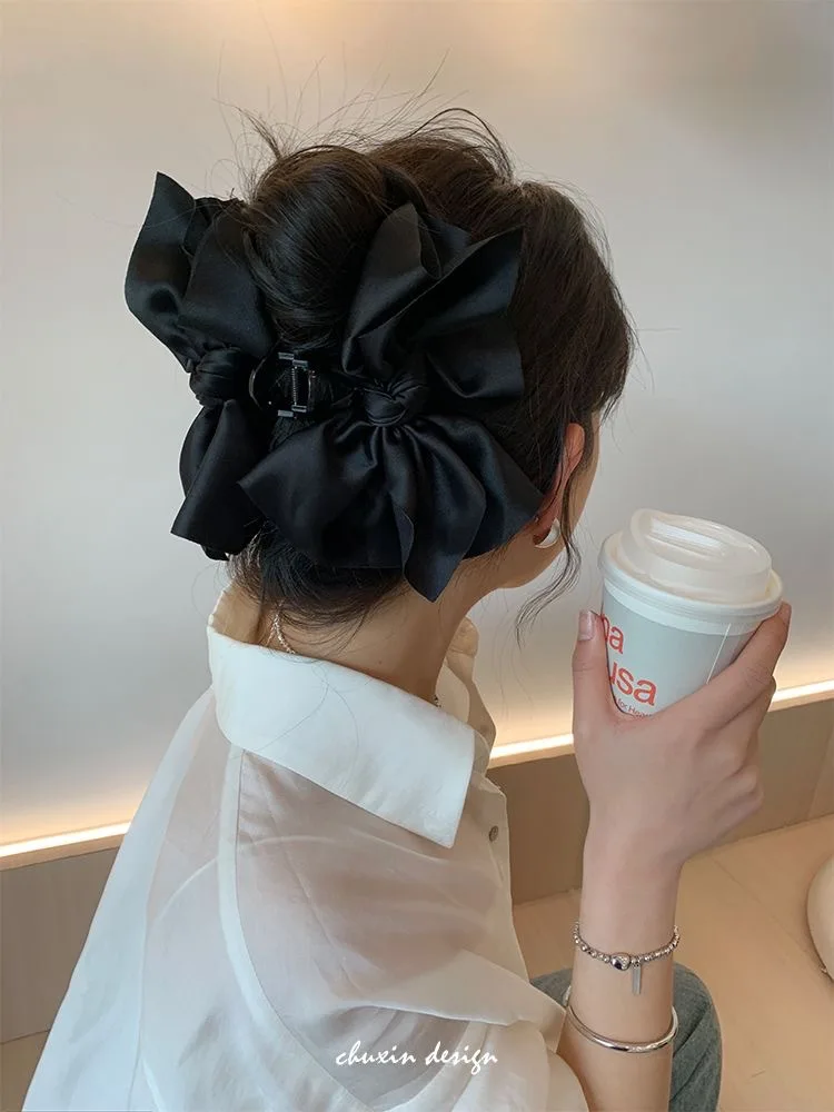 

Двусторонняя заколка для волос, большой зажим для когтей, дизайн с бантом, держатель для волос для женщин, прическа на спине, модный аксессуар, 1 шт.