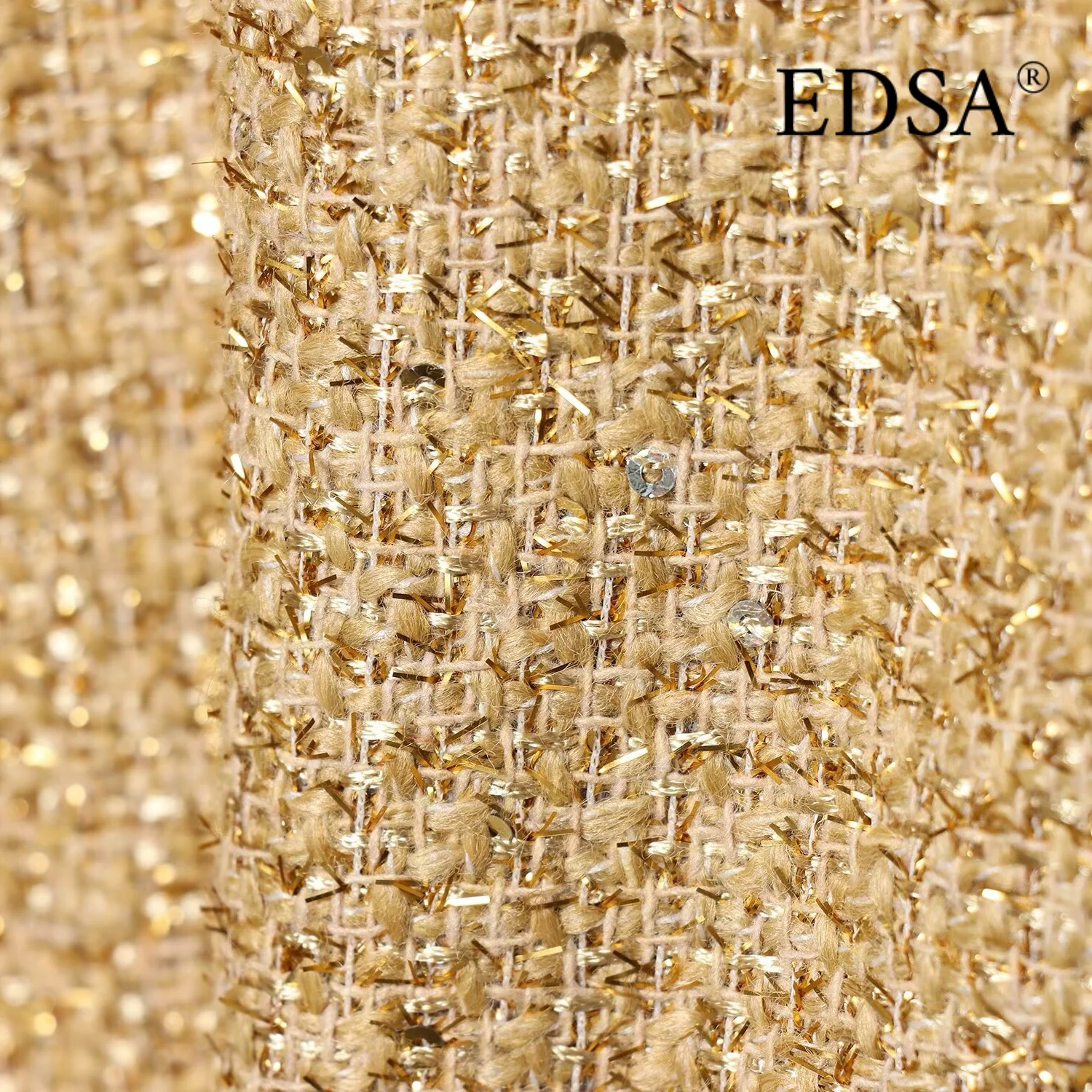 EDSA Cappotto da donna corto con filo metallico testurizzato, punto aperto, maniche lunghe, capispalla primavera estate