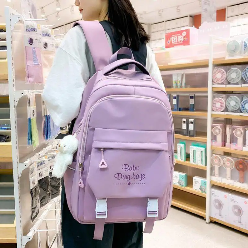 Mochila escolar de lona para mujer, bolsa bonita para estudiantes, Plecak