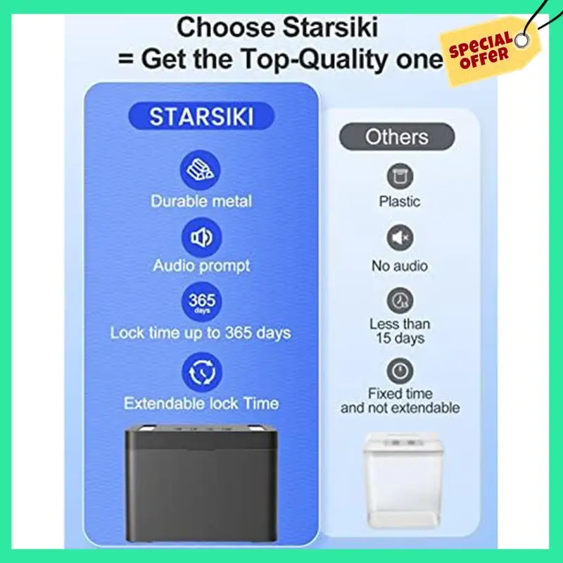 

-A14E Timed Lock Box Mobile Phone Lock Box Black Metal Lock Container Self-Controlled Time Release Safety Locker