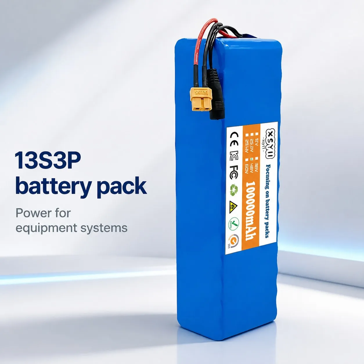 48V 13S3P 100Ah Li-Ion Battery Pack Replacement for E Scooter E Bike DIY Repair Multi Connector Fit Check Before Ordering
