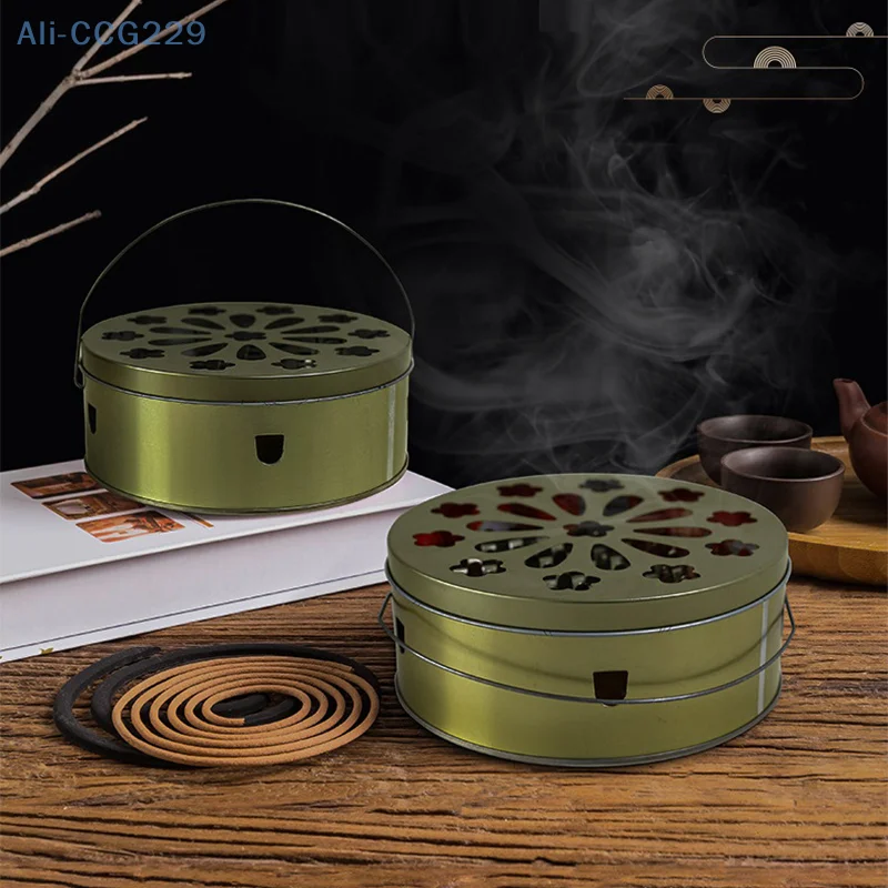 1 Pc Mosquitos Coil Holder Mosquitos Incense Burners Mosquitos Spiral Holder Mosquitos Coil Box With Handle Lid For Travel