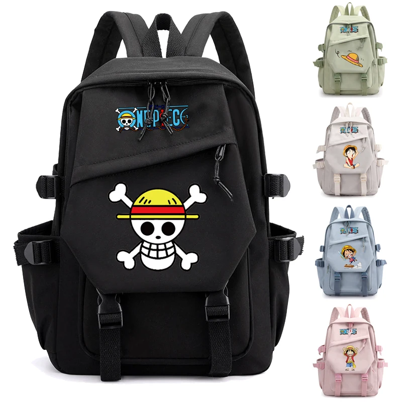 Bandai Anime One Piece Backpack Children Girl Black Schoolbag Kawaii Student School Bag Women Travel Bags Gifts Back To School