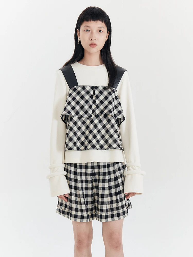 

Classic f Made Cheerboard ort Pants Straight Leg Casual Trousers Original Sle Summer Collection Women's Faion