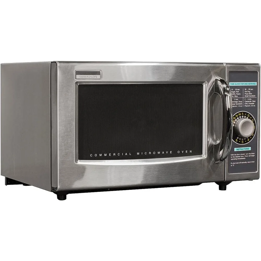 Horno microondas de acero inoxidable, horno microondas comercial de servicio medio con temporizador de Dial, 1000 vatios, 120 voltios