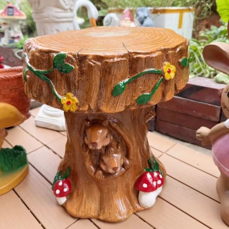 outdoor-park-simulation-wooden-squirrel-ornament-courtyard-kindergarten-landscape-garden-mushroom-table-and-chair-wholesale-hort