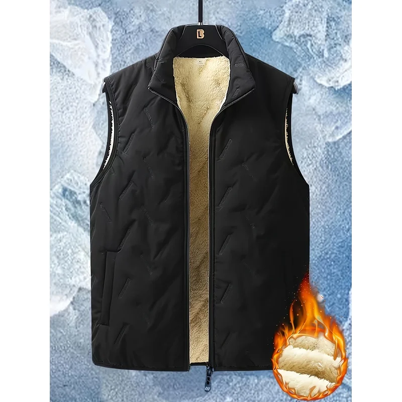 Men's Warm Vest With Winter Velvet Sleeveless Warm Shoulder Down Cotton Jacket Vest For Couples Warm Cotton Jacket