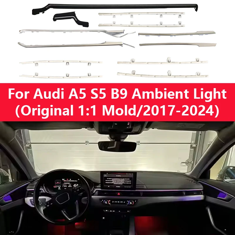 

26 в 1, RGB окружающее освещение для Audi A5 S5 B9 2017-2024, оригинальная 1:1, форма, украшение двери, атмосферная лампа, управление через приложение