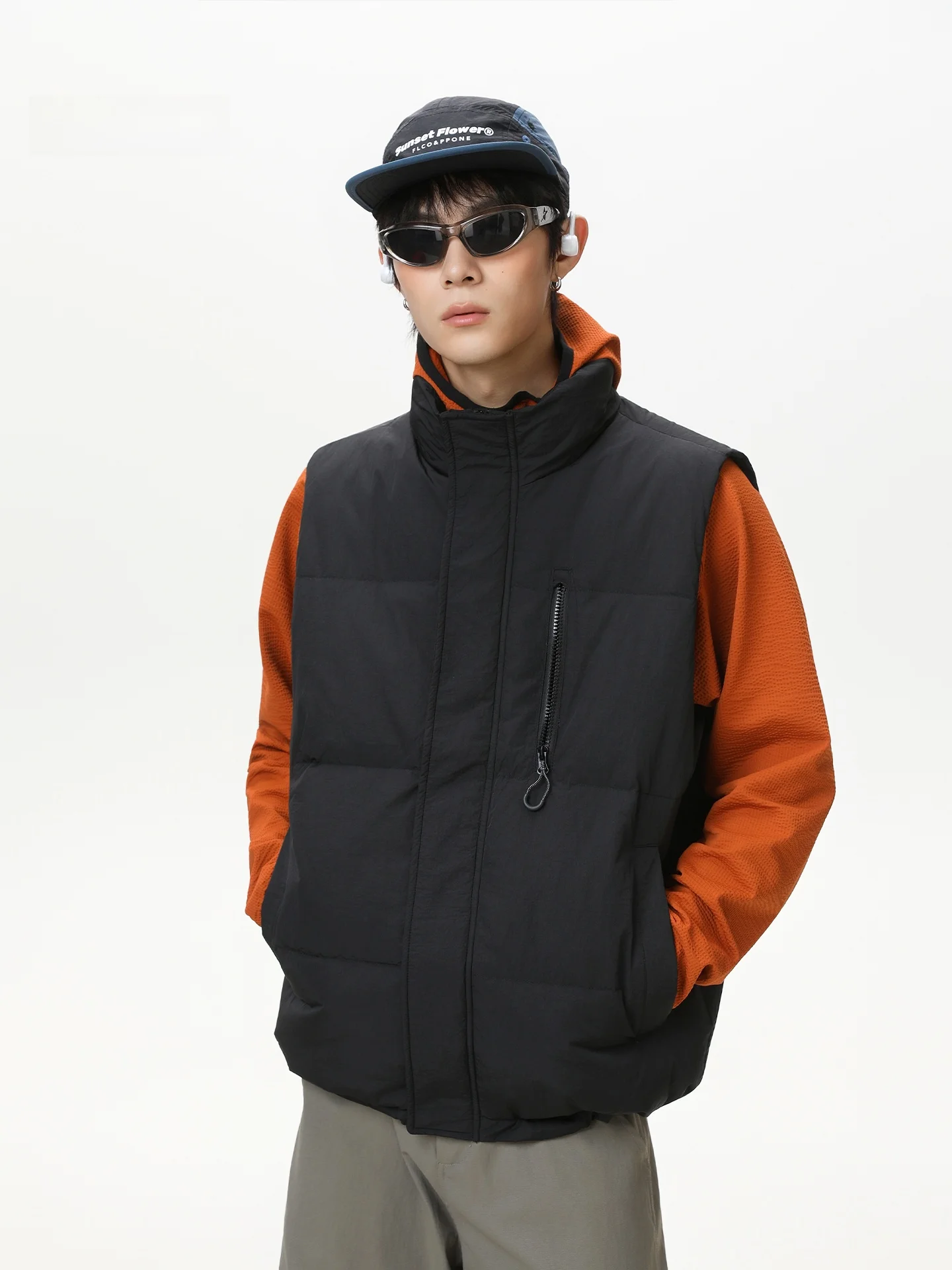 

Men's down Vest Lightweight Thickened White Duck Feather Vest Stand Collar Warm Outerwear Jacket for Winter No Sleeve